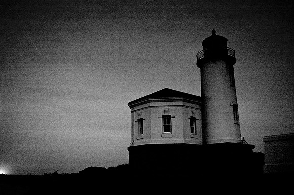 Coquille Lighthouse at Night, B&W